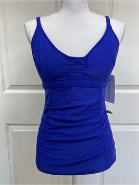 Athleta Smocked Tankini Swim Top 36D/DD NWT